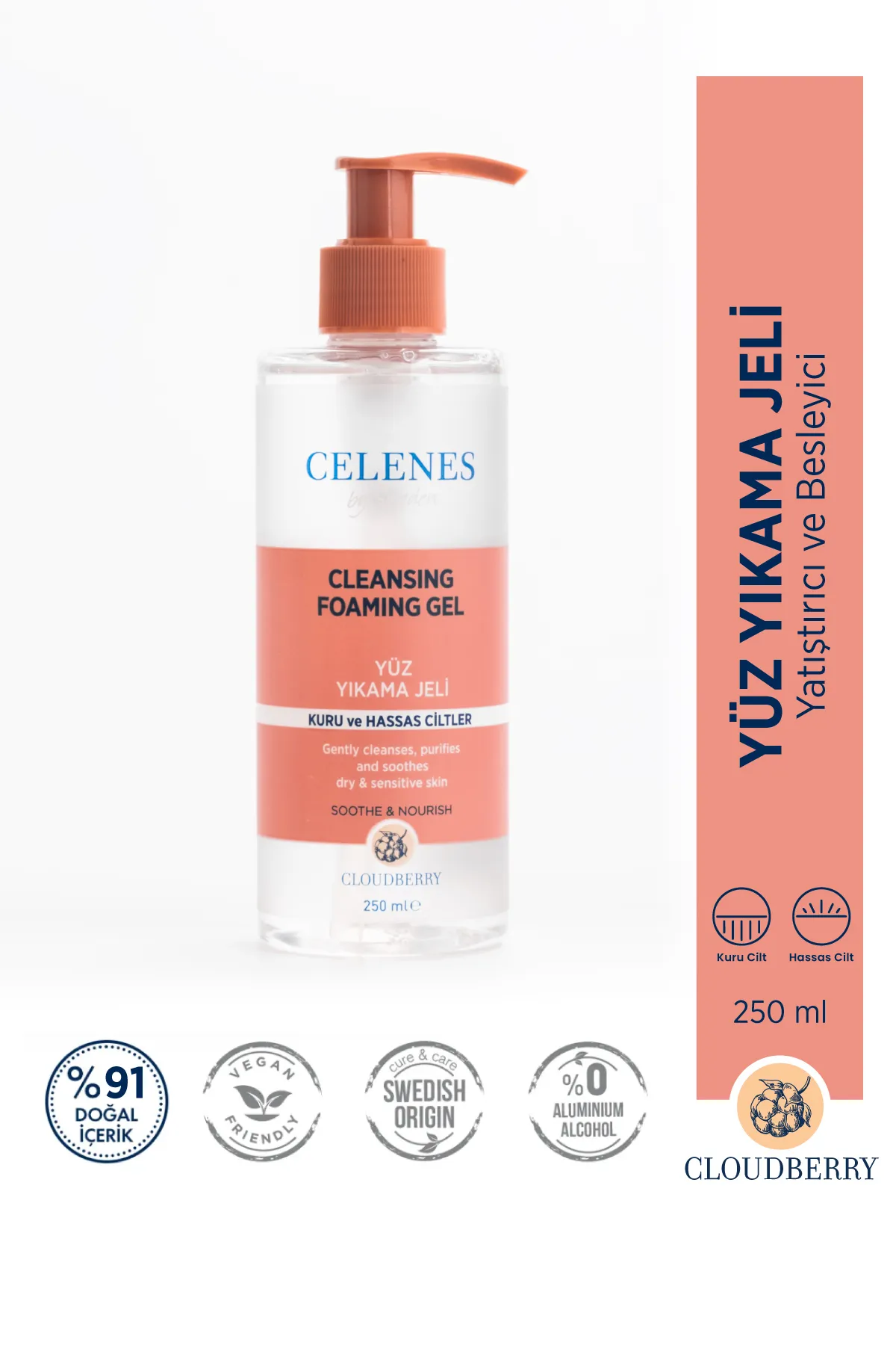 Celenes%20Cloudberry%20Yüz%20Yıkama%20Jeli%20Kuru%20ve%20Hassas%20Ciltler%20250%20ml