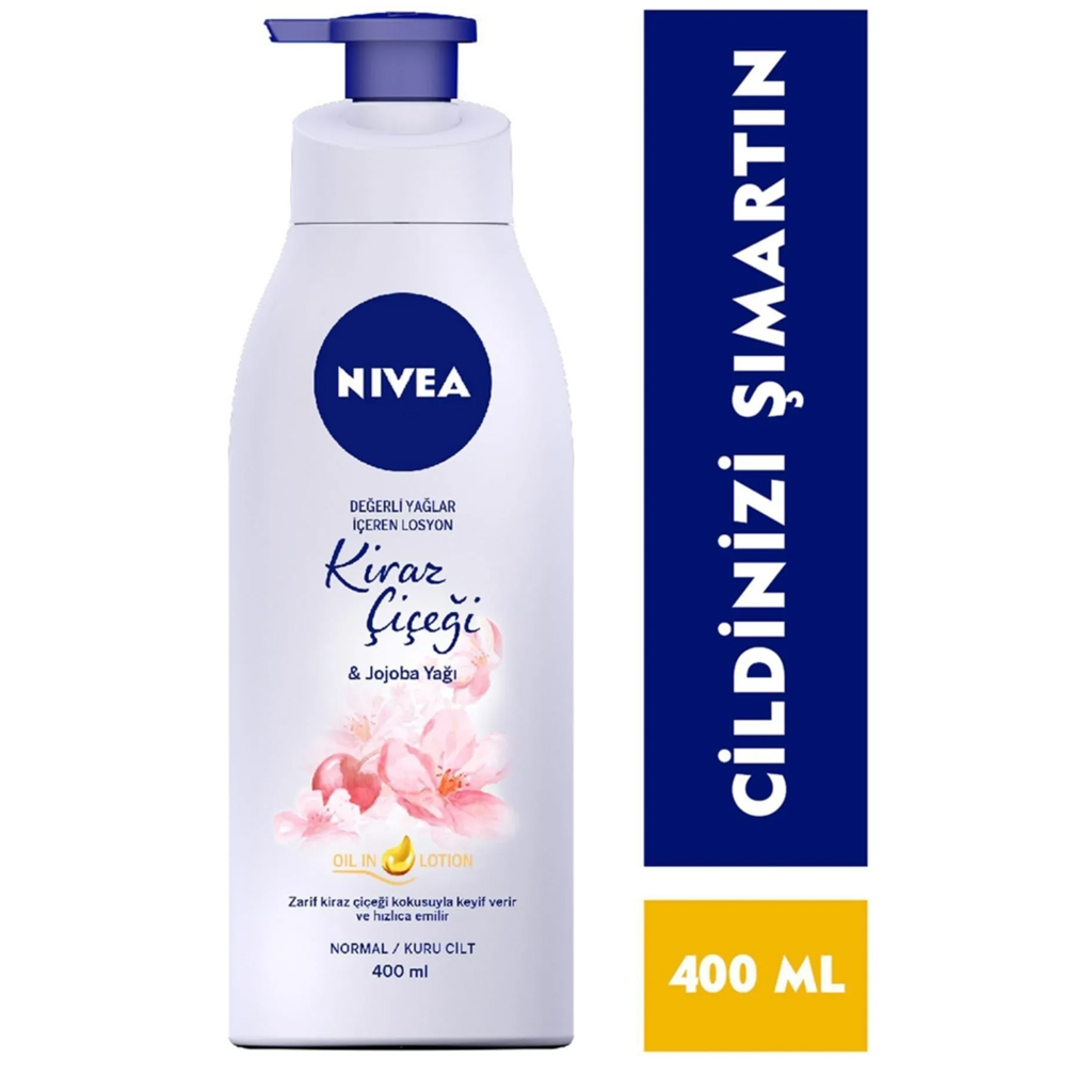 Nivea%20Kiraz%20Çiçeği%20ve%20Jojoba%20Yağı%20Vücut%20Losyonu%20400%20ml%20Normal%20ve%20Kuru%20Ciltler%2024%20Saat%20Nemlendirme