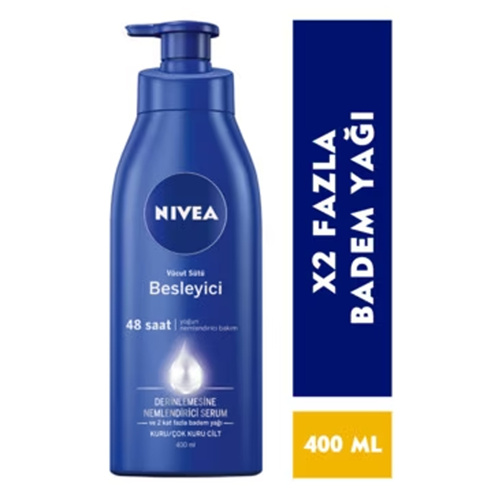 Nivea%20Besleyici%20Vücut%20Sütü%20400ml%20Kuru%20-%20Çok%20Kuru%20Ciltler%2048%20Saat%20Nemlendirici%20E%20Vitamini%20-%20Badem%20Yağ