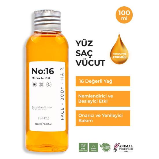 Sinoz No:16 Nemlendirici Besleyici Yenileyici Işıltı Verici Mucizevi Onarıcı Bakım Yağı 100 ml