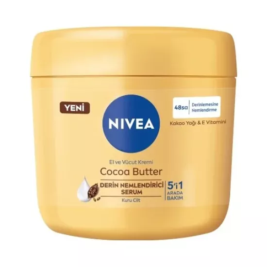 Nivea Cocoa Butter El & Vücut Bakım Kremi 400 ml 48 Saat Yoğun Nemlendirme