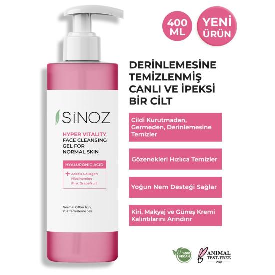 Sinoz Hyper Vitality Normal Ciltler Yüz Temizleme Jeli 400 ml